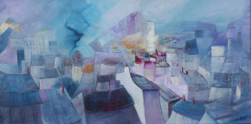Au dessus des toits  - 100x50cm