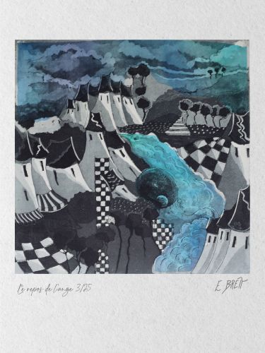 Le repos de l'ange - 25x25cm (eau forte et aquatinte)