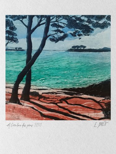 A l'ombre des pins - 30x30cm (eau forte et aquatinte)